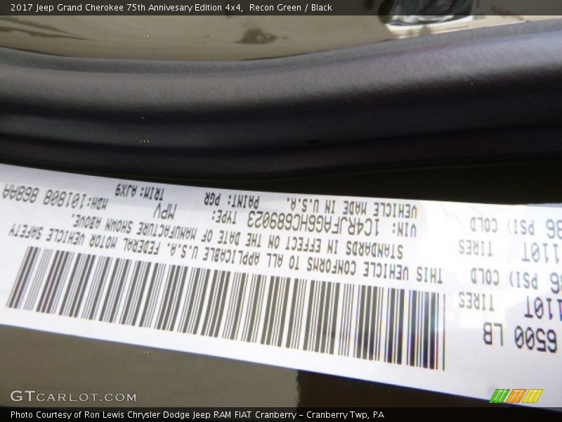 Recon Green / Black 2017 Jeep Grand Cherokee 75th Annivesary Edition 4x4