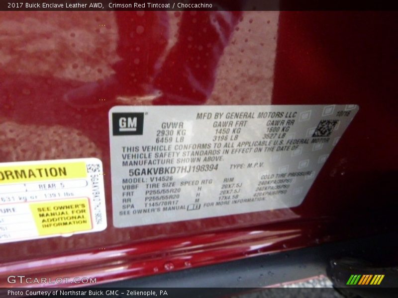 Crimson Red Tintcoat / Choccachino 2017 Buick Enclave Leather AWD