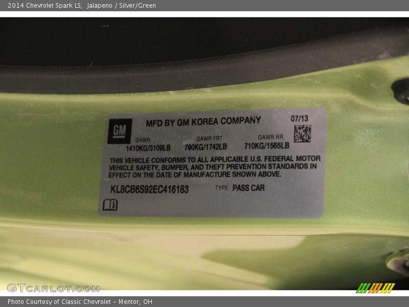 Jalapeno / Silver/Green 2014 Chevrolet Spark LS