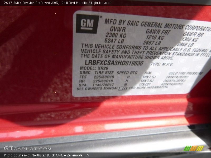 Chili Red Metallic / Light Neutral 2017 Buick Envision Preferred AWD