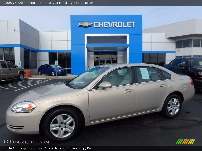 Gold Mist Metallic / Neutral Beige 2008 Chevrolet Impala LS