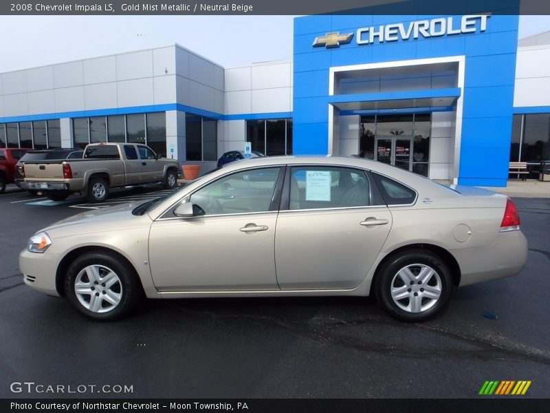 Gold Mist Metallic / Neutral Beige 2008 Chevrolet Impala LS
