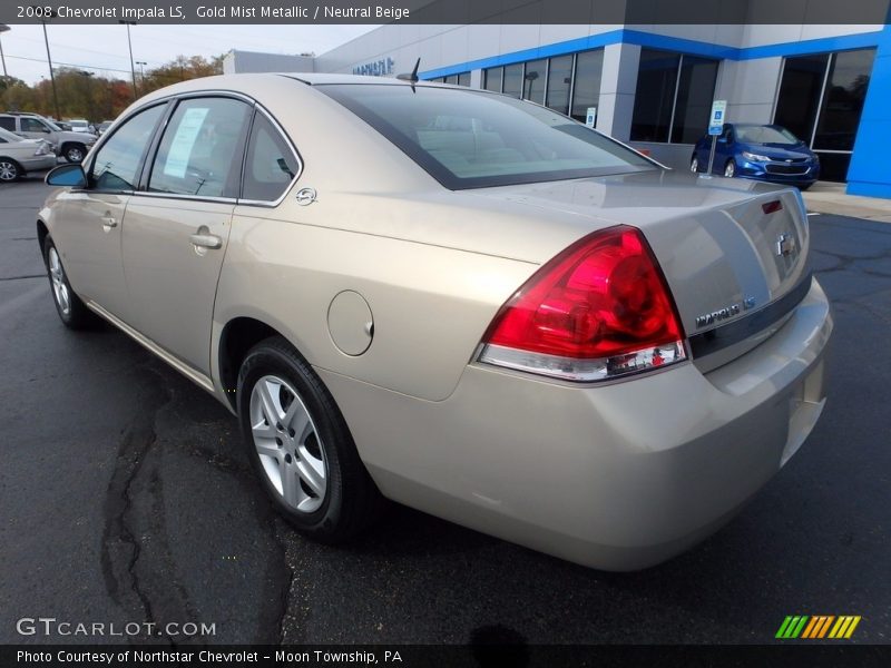Gold Mist Metallic / Neutral Beige 2008 Chevrolet Impala LS