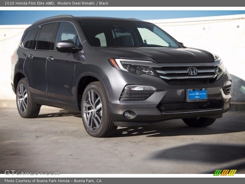 Modern Steel Metallic / Black 2016 Honda Pilot Elite AWD