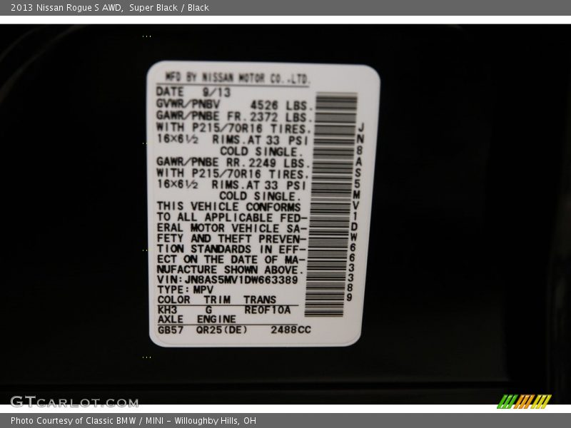 Super Black / Black 2013 Nissan Rogue S AWD
