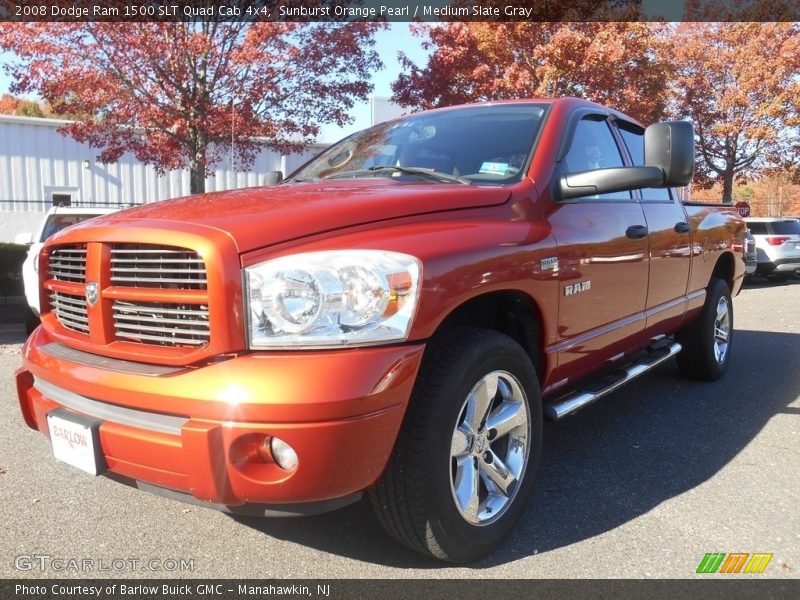 Sunburst Orange Pearl / Medium Slate Gray 2008 Dodge Ram 1500 SLT Quad Cab 4x4