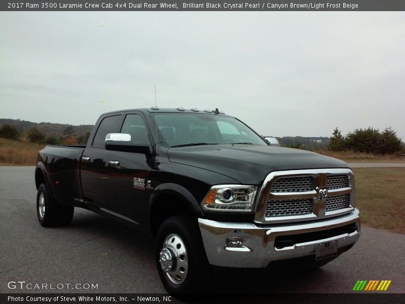 Brilliant Black Crystal Pearl / Canyon Brown/Light Frost Beige 2017 Ram 3500 Laramie Crew Cab 4x4 Dual Rear Wheel