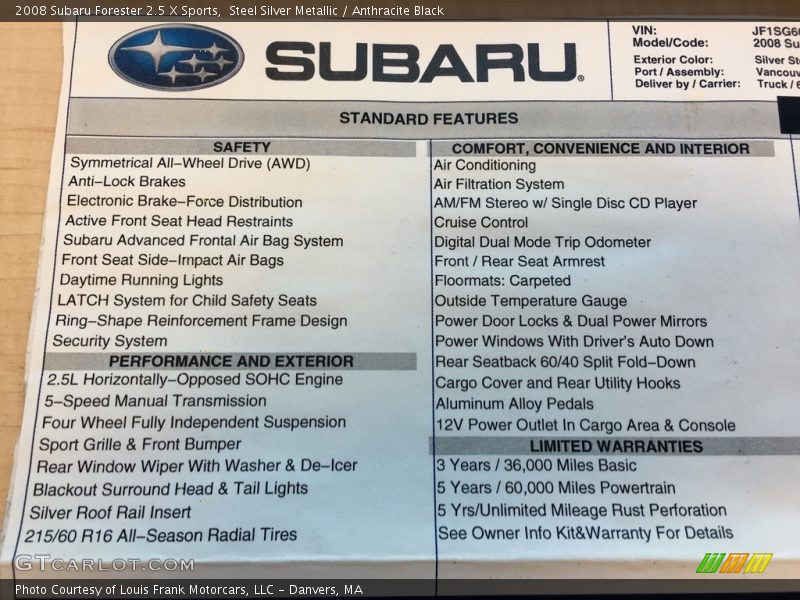 Steel Silver Metallic / Anthracite Black 2008 Subaru Forester 2.5 X Sports