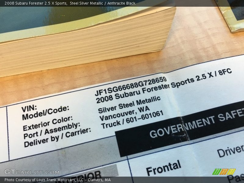 Steel Silver Metallic / Anthracite Black 2008 Subaru Forester 2.5 X Sports
