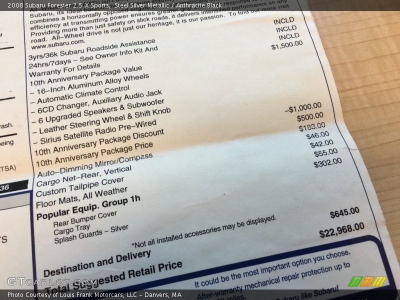 Steel Silver Metallic / Anthracite Black 2008 Subaru Forester 2.5 X Sports