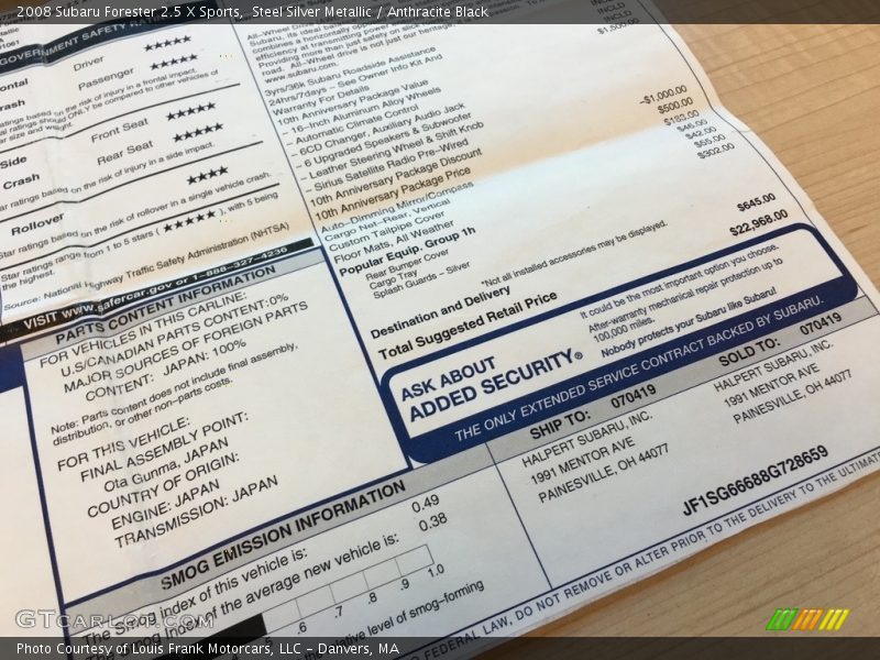 Steel Silver Metallic / Anthracite Black 2008 Subaru Forester 2.5 X Sports