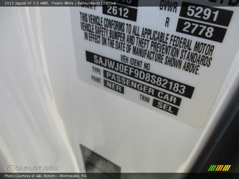Polaris White / Barley/Warm Charcoal 2013 Jaguar XF 3.0 AWD