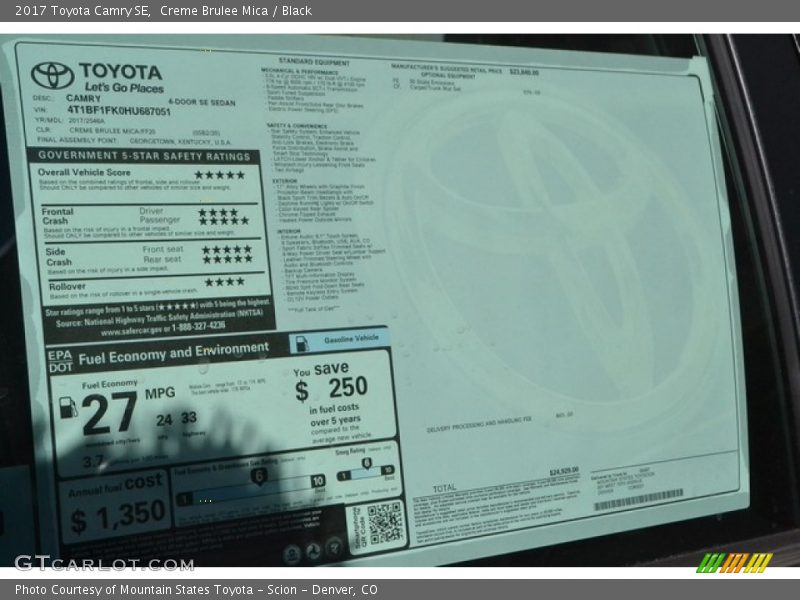 Creme Brulee Mica / Black 2017 Toyota Camry SE