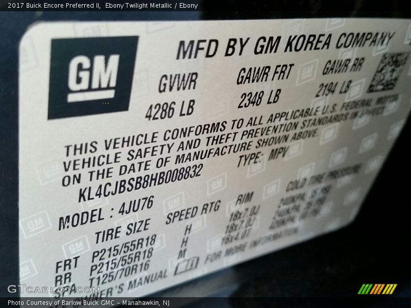 Ebony Twilight Metallic / Ebony 2017 Buick Encore Preferred II