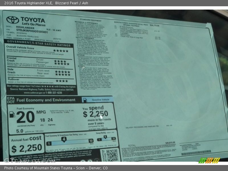 Blizzard Pearl / Ash 2016 Toyota Highlander XLE