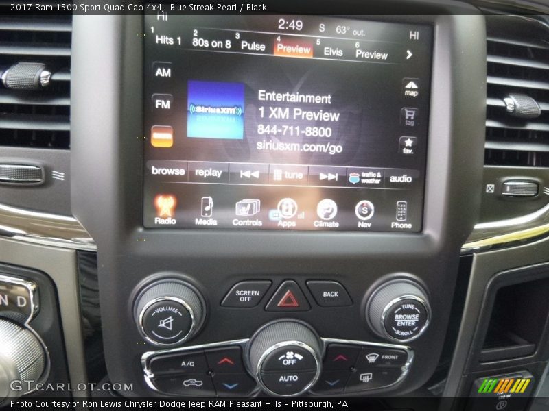 Blue Streak Pearl / Black 2017 Ram 1500 Sport Quad Cab 4x4