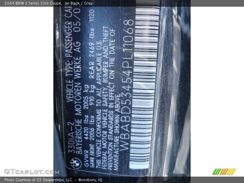 Jet Black / Grey 2004 BMW 3 Series 330i Coupe