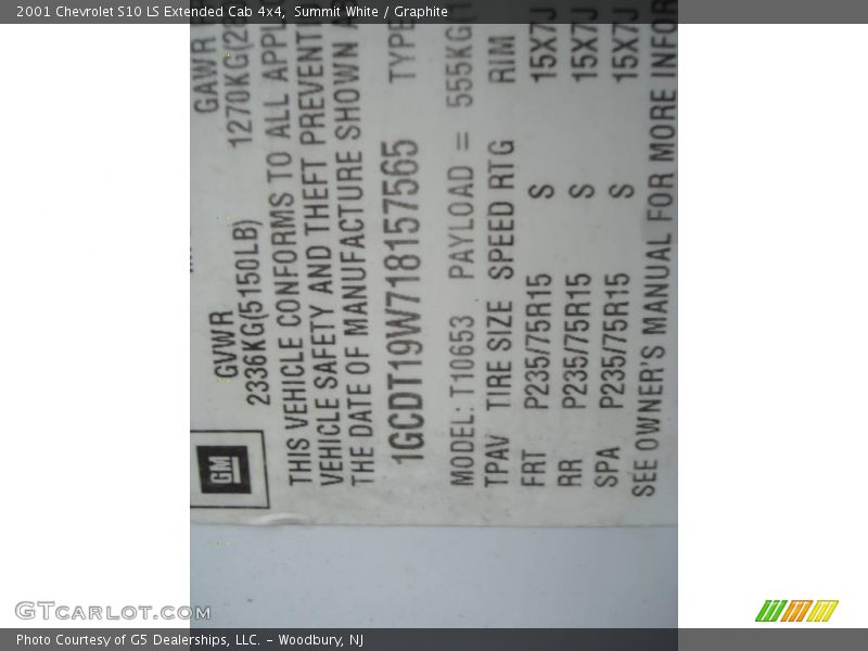 Summit White / Graphite 2001 Chevrolet S10 LS Extended Cab 4x4