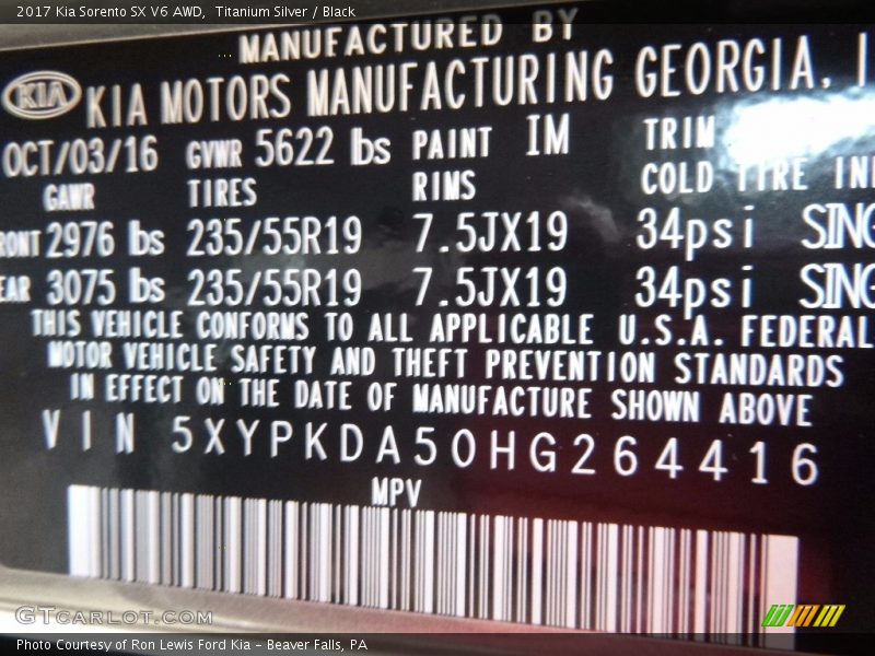 Titanium Silver / Black 2017 Kia Sorento SX V6 AWD