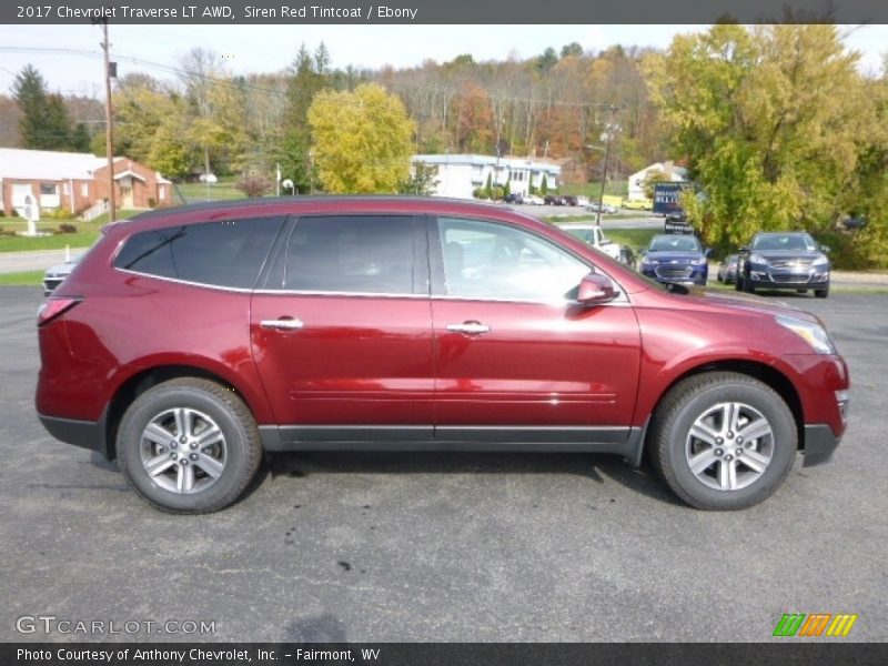 Siren Red Tintcoat / Ebony 2017 Chevrolet Traverse LT AWD