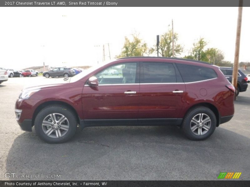 Siren Red Tintcoat / Ebony 2017 Chevrolet Traverse LT AWD