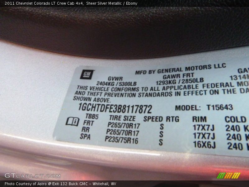 Sheer Silver Metallic / Ebony 2011 Chevrolet Colorado LT Crew Cab 4x4
