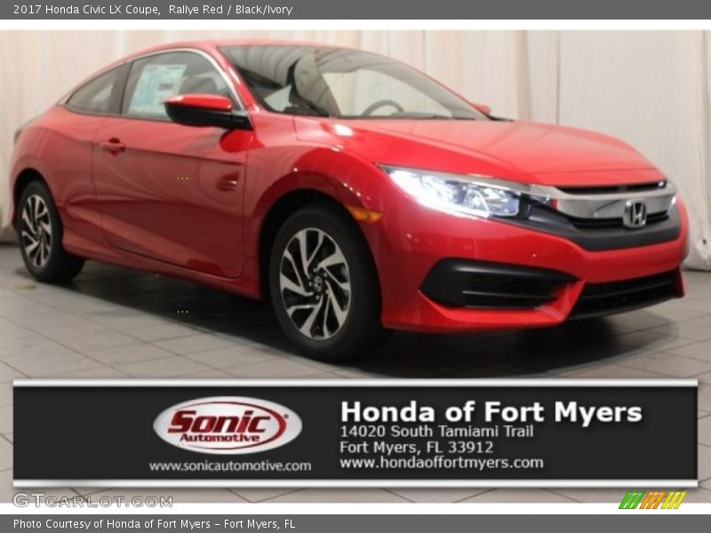 Rallye Red / Black/Ivory 2017 Honda Civic LX Coupe