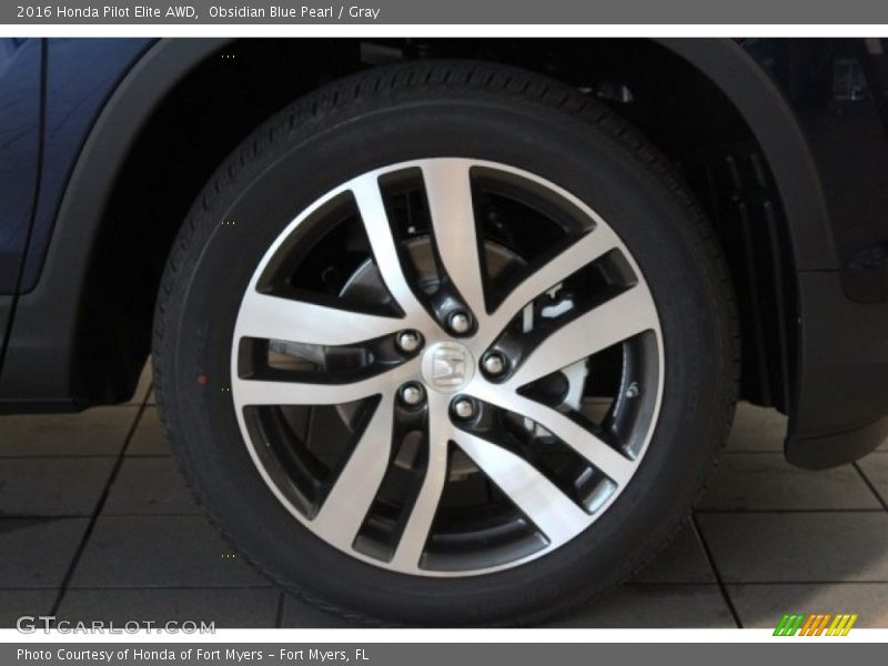 Obsidian Blue Pearl / Gray 2016 Honda Pilot Elite AWD
