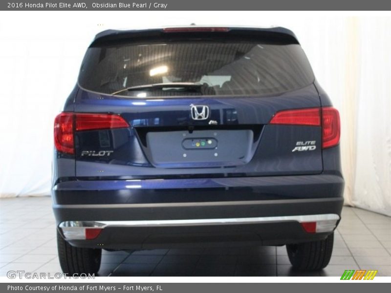Obsidian Blue Pearl / Gray 2016 Honda Pilot Elite AWD