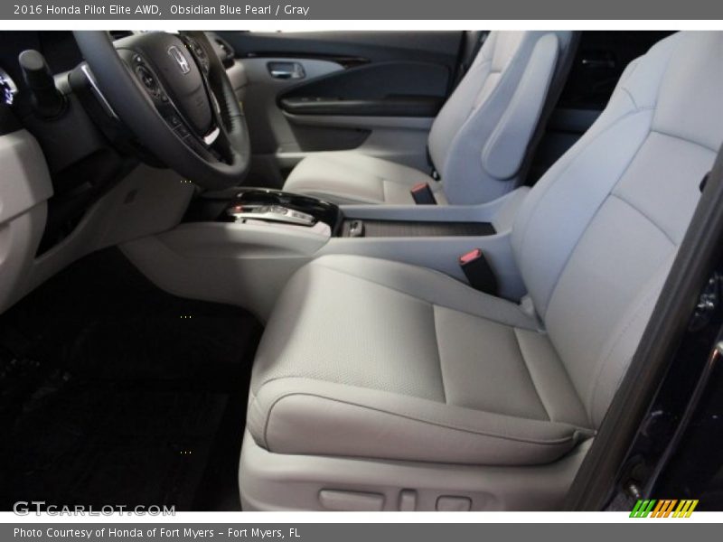 Obsidian Blue Pearl / Gray 2016 Honda Pilot Elite AWD