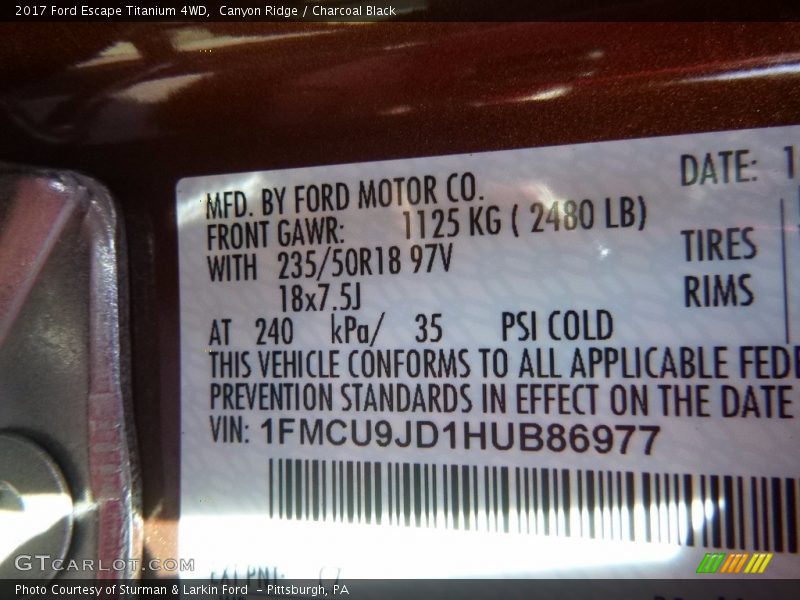 Canyon Ridge / Charcoal Black 2017 Ford Escape Titanium 4WD