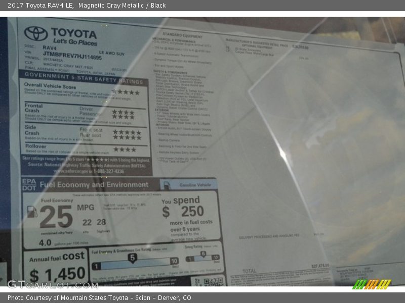 Magnetic Gray Metallic / Black 2017 Toyota RAV4 LE