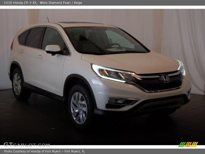 White Diamond Pearl / Beige 2016 Honda CR-V EX