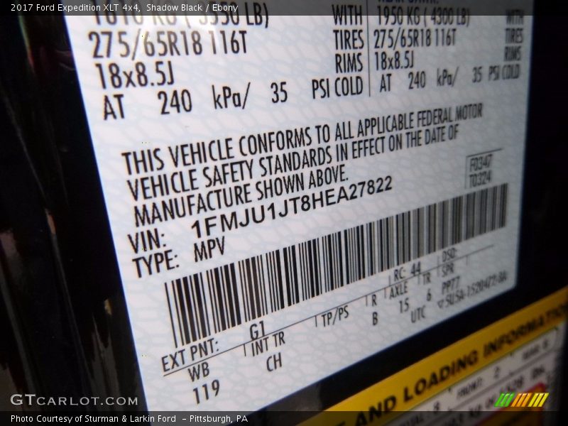 Shadow Black / Ebony 2017 Ford Expedition XLT 4x4