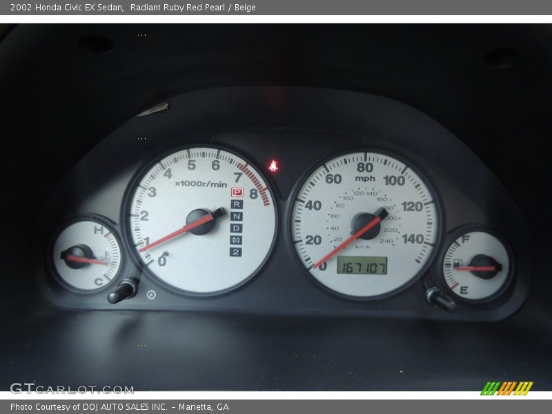 Radiant Ruby Red Pearl / Beige 2002 Honda Civic EX Sedan