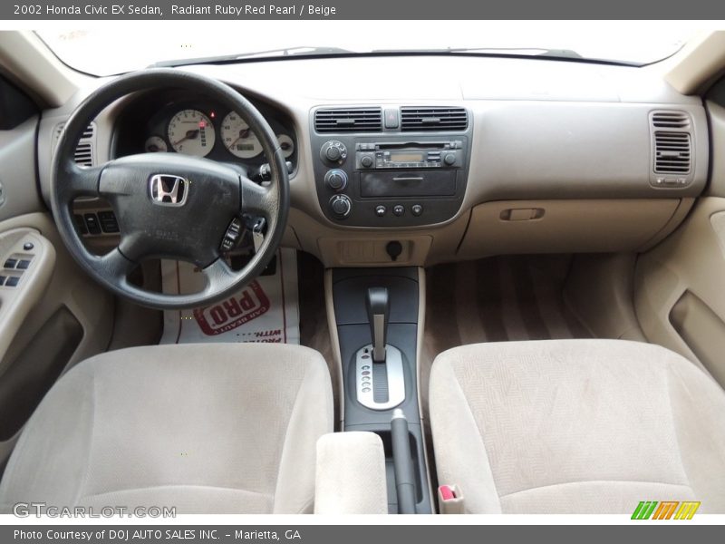 Radiant Ruby Red Pearl / Beige 2002 Honda Civic EX Sedan