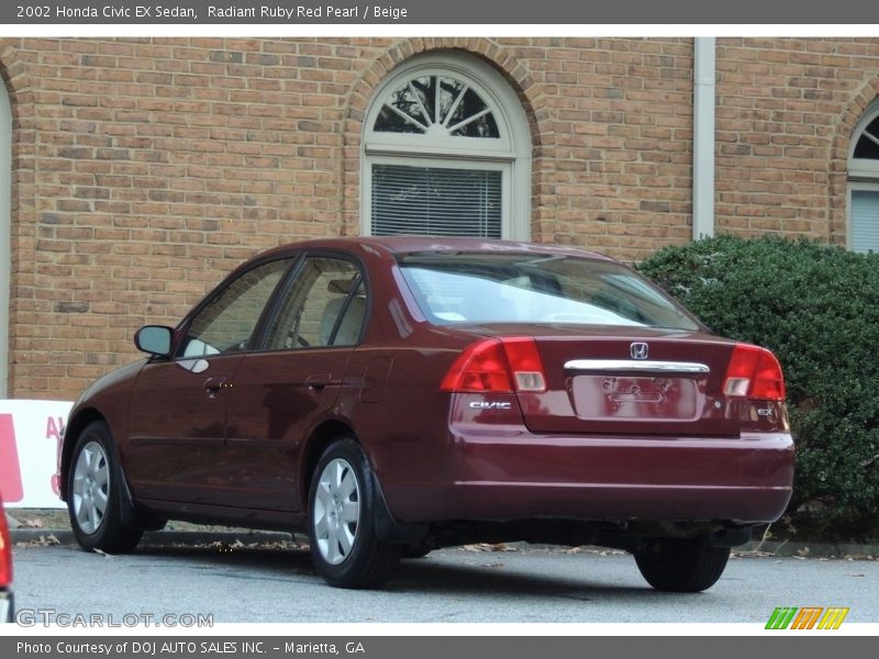 Radiant Ruby Red Pearl / Beige 2002 Honda Civic EX Sedan