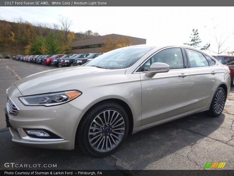 White Gold / Medium Light Stone 2017 Ford Fusion SE AWD