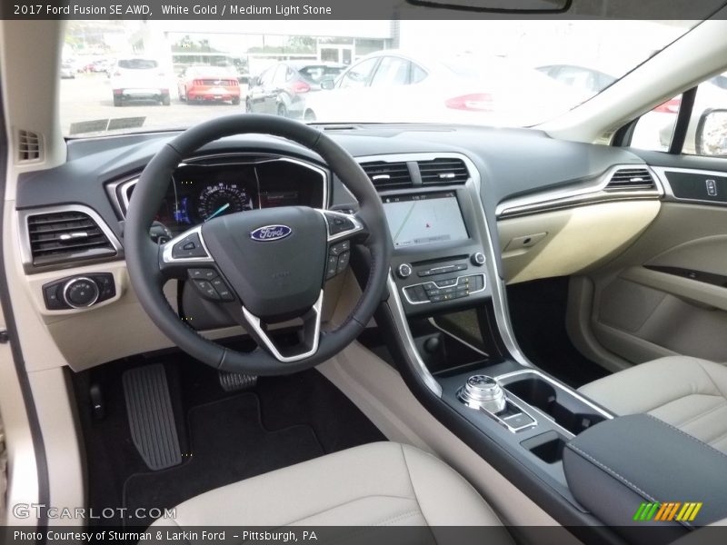 White Gold / Medium Light Stone 2017 Ford Fusion SE AWD