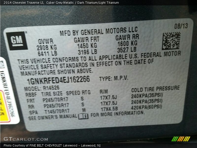 Cyber Grey Metallic / Dark Titanium/Light Titanium 2014 Chevrolet Traverse LS