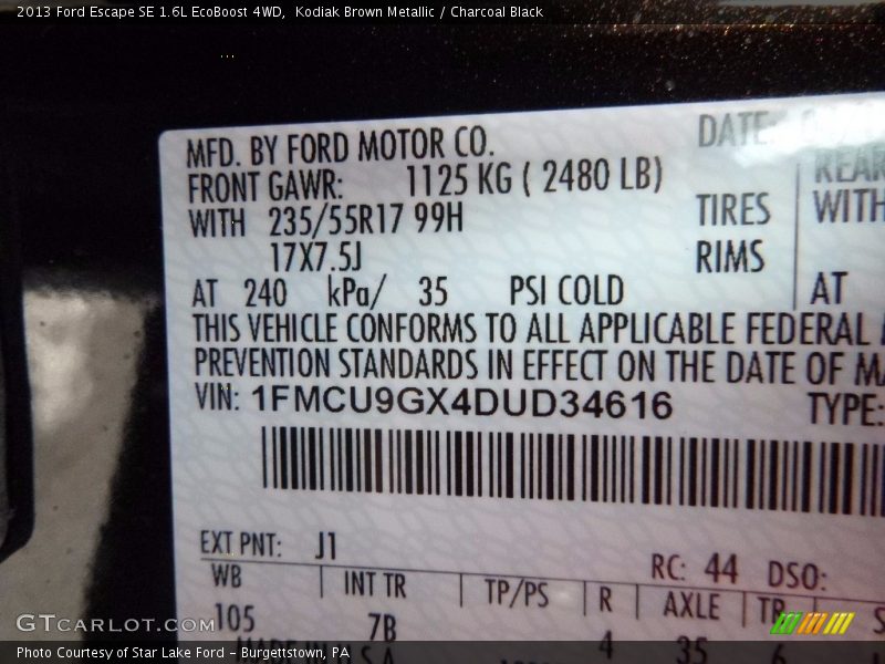 Kodiak Brown Metallic / Charcoal Black 2013 Ford Escape SE 1.6L EcoBoost 4WD