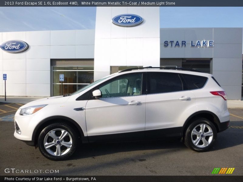 White Platinum Metallic Tri-Coat / Medium Light Stone 2013 Ford Escape SE 1.6L EcoBoost 4WD