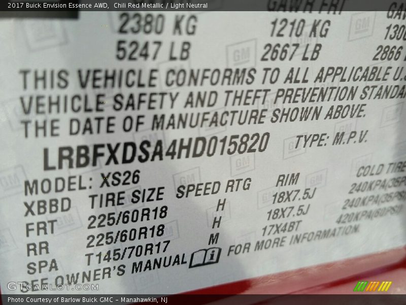 Chili Red Metallic / Light Neutral 2017 Buick Envision Essence AWD