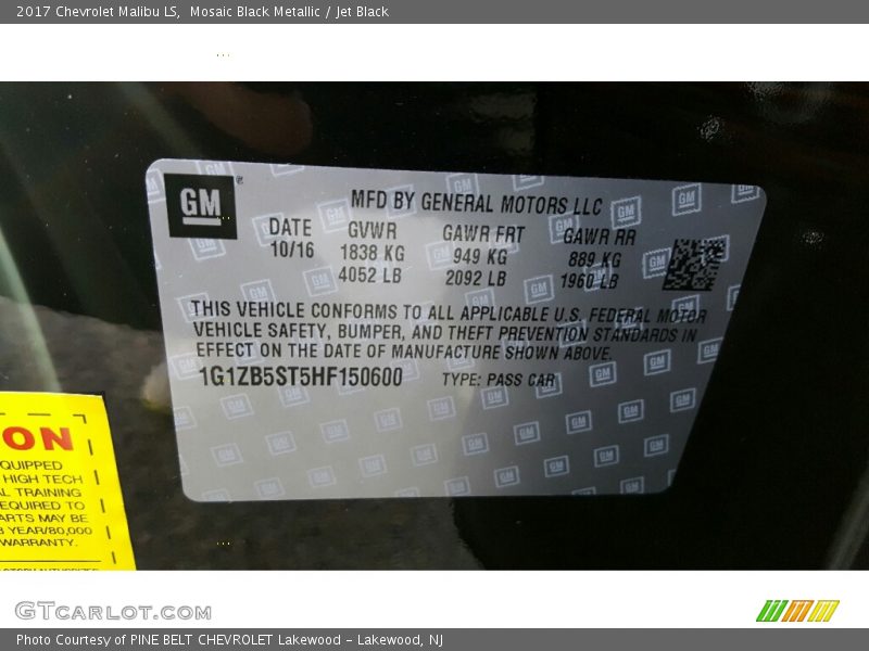Mosaic Black Metallic / Jet Black 2017 Chevrolet Malibu LS