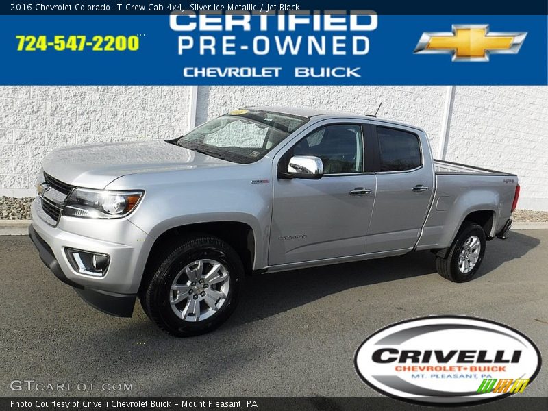 Silver Ice Metallic / Jet Black 2016 Chevrolet Colorado LT Crew Cab 4x4
