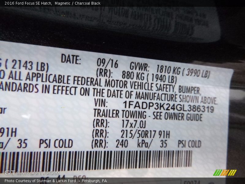 Magnetic / Charcoal Black 2016 Ford Focus SE Hatch