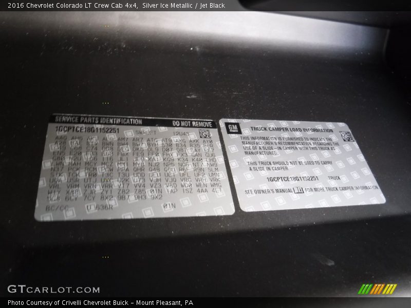 Silver Ice Metallic / Jet Black 2016 Chevrolet Colorado LT Crew Cab 4x4