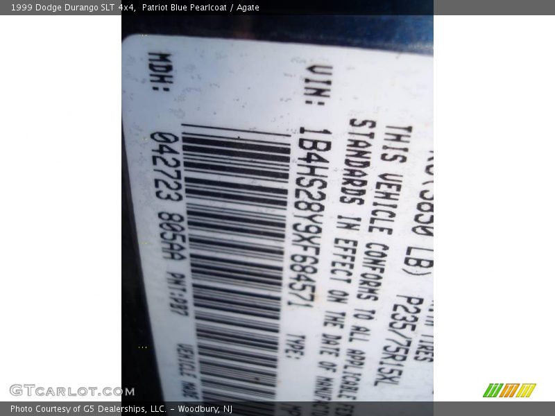 Patriot Blue Pearlcoat / Agate 1999 Dodge Durango SLT 4x4