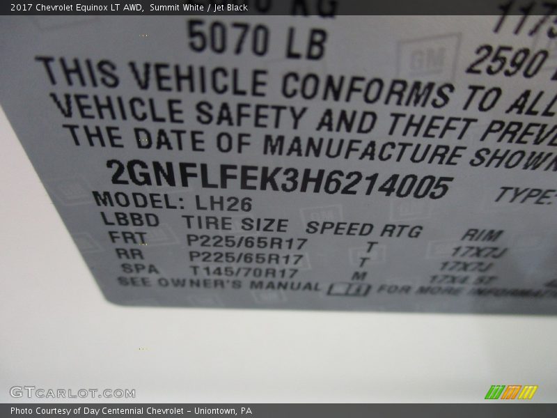 Summit White / Jet Black 2017 Chevrolet Equinox LT AWD