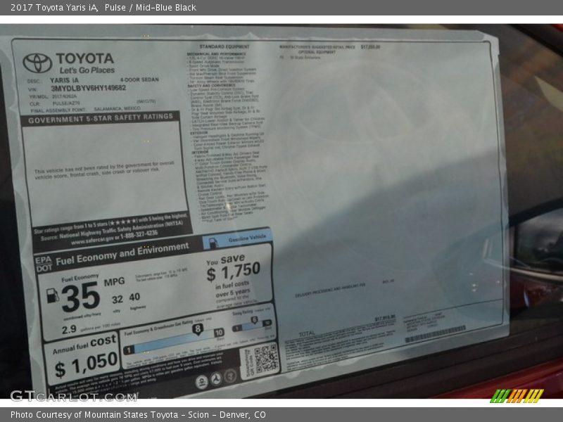 Pulse / Mid-Blue Black 2017 Toyota Yaris iA